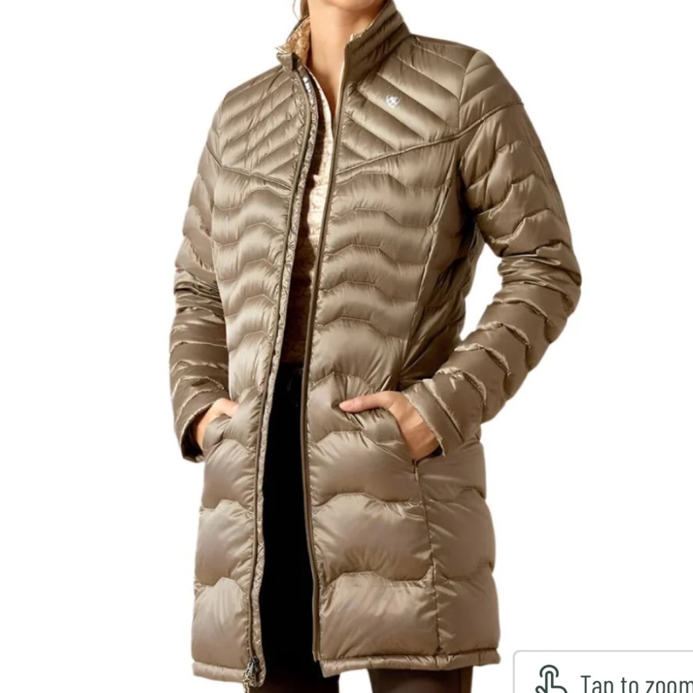 Ariat Women's lightweight long Puffer Jacket parka - metallic brown